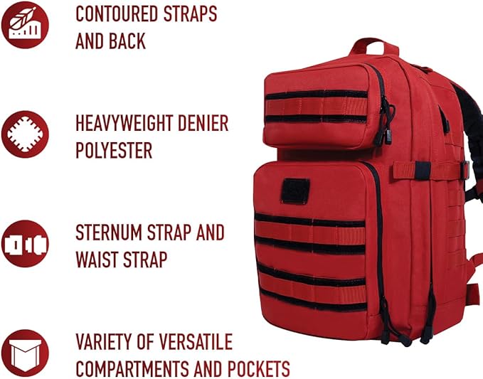 Rothco Fast Mover Tactical Backpack - Outdoor Hiking Pack for EDC Essential Gear (Red)