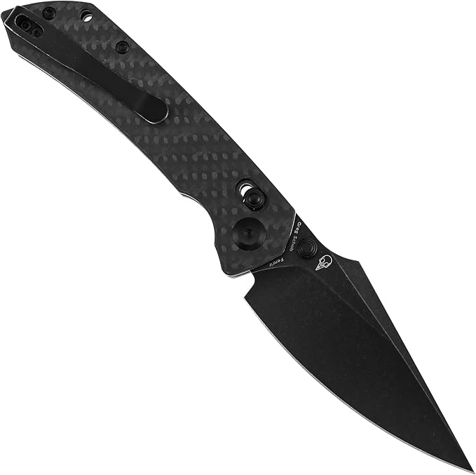 KANSEPT Fenrir Pocket Knife 3.48'' Black Stonewashed CPM S35VN Harpoon Blade Twil Carbon Fiber Handle with Crossbar Lock Thumb Stud PocketClip for EdcCamping Survival Hiking Folding Knives K1034V5