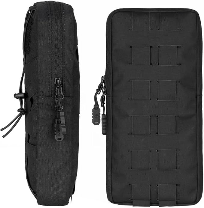 Tactical Hydration Pouch with Inner Bladder for 1L Water Bag Laser Cut MOLLE Hydration Pouch for Hiking Biking Running and Climbin 500D Nylon