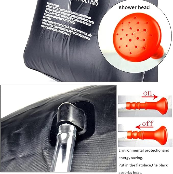 Solar Shower Bag 10Gallons/40L – Camping Shower Portable Solar Heating Bag with On/Off Switch Large Nozzle Shower Header for Outdoor Travel Swimming Beach Hiking Cycling Picnic