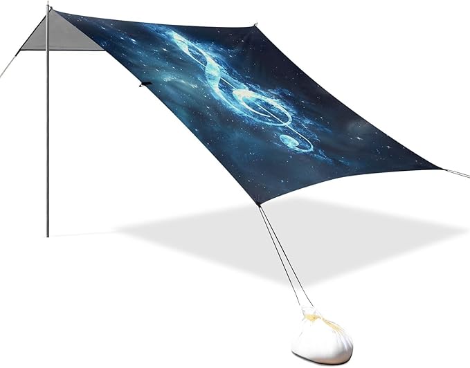 ALAZA Music Clef in Space Beach Tent Sun Shelter Portable Canopy Sunshade for Outdoor Camping Picnics Backyard Fun 10x9 ft