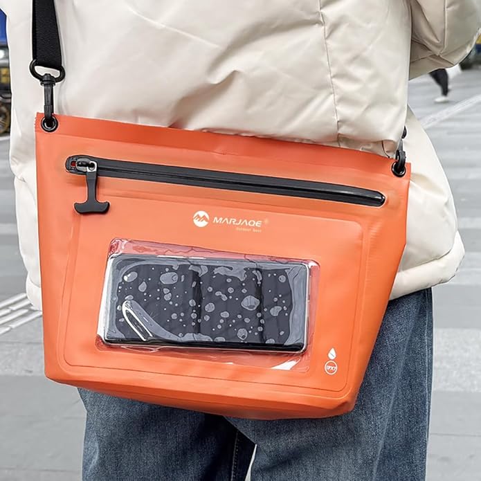 IPX7 Waterproof Bag with Touchscreen Phone PocketFloating Airtight Shoulder Bag for SwimmingRaftingCyclingHiking
