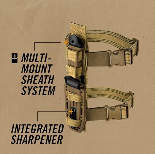 Gerber Gear LMF II Infantry Survival Knife Made in USA Military Grade Tactical Fixed Blade with Serrated Edge Shock Absorbing Handle Molle Sheath and Sharpener Coyote Brown