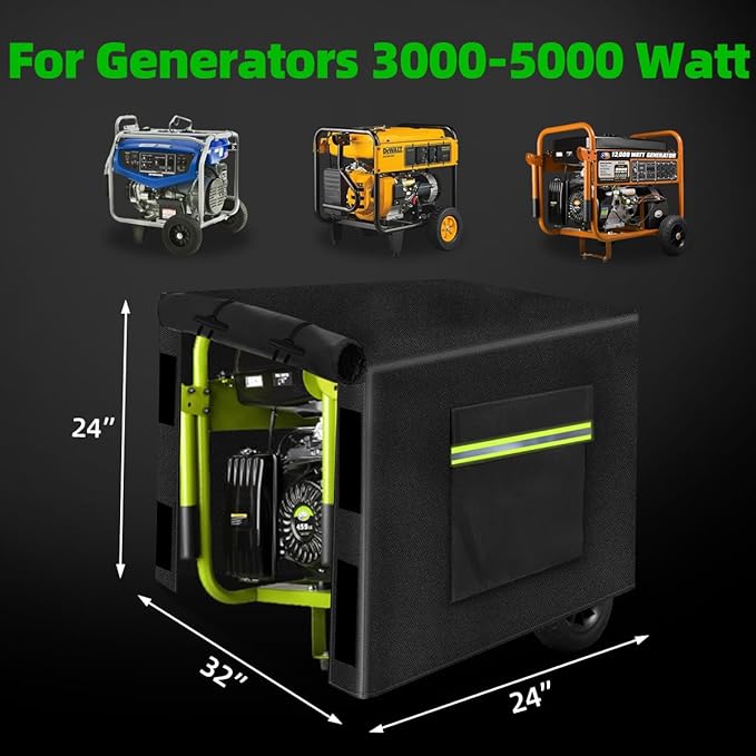 Outdoor Generator Cover While Running 600D Polyester Waterproof Generator Covers for Outside Fade and Tear Resistant All-weather Generator Enclosure 32”Lx24”Wx24”H (Black)