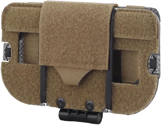 Let Me Be Airsoft Plate Carrier Molle Phone Carrier Outdoor Lightweight Navigation BoardWide Angle Foldable Phone Holder Chest Rig Hovering Mount Tactical Vest Accessory (Coyote Brown)
