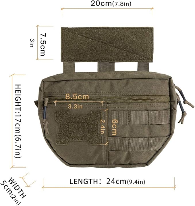 EXCELLENT ELITE SPANKER Tactical Drop Dump Pouch Molle Tool Pouch with Hook &amp Loop Carrying Kit Bag for Tactical Vest Chest Rig