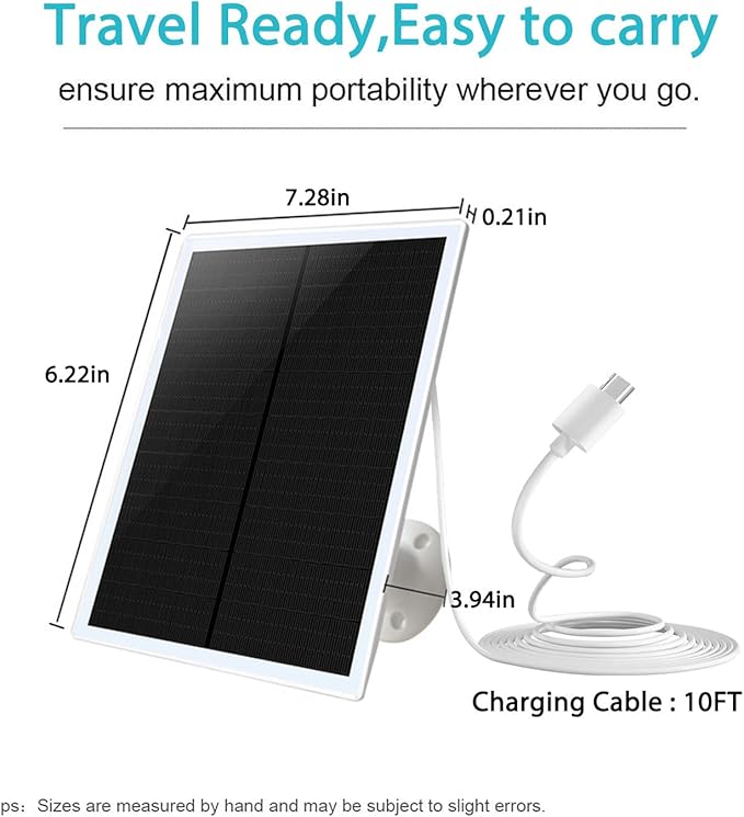 4 Pack Solar Panel Camera Charger Fit for Arlo Essential Spotlight/XL Spotlight/Essential 2k 2nd 3rd gen 2 3 CameraArlo PRO 6Ring Spotlight Cam Plus/Spotlight Pro 5V 7W Solar Panel Charging Cable