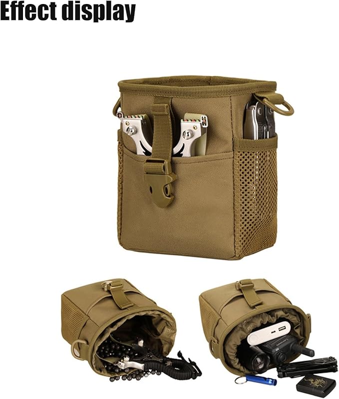 Tactical Slingshot Balls Pouch Molle Drawstring Small Dump Pouch Military Storage Case Utility Waterproof Belt Fanny Gadget Gear Pack Tool Pocket