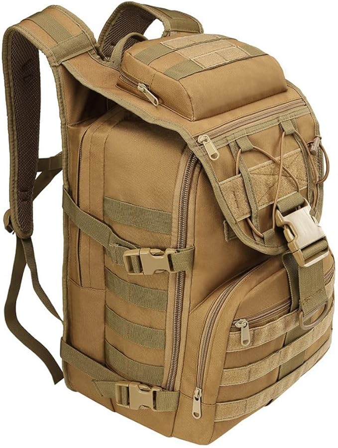 35L Military Tactical Backpacks Molle Army Assault Pack 3 Day Bug Out Bag Hiking Treeking Rucksack (Mud Color)