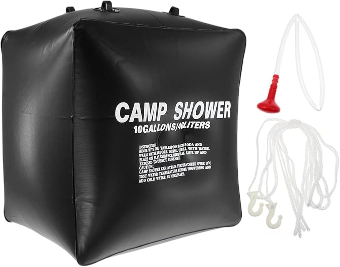 Solar Heated Camping Shower Bag Portable Outdoor Water Pouch with Nylon Rope Lightweight for Hiking Fishing Hunting Traveling