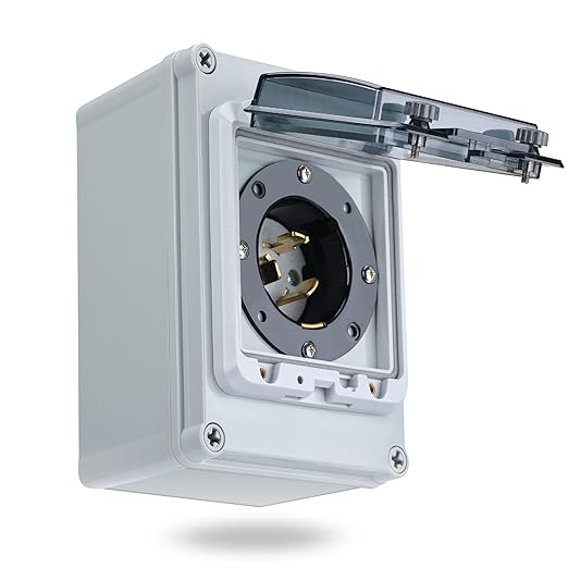 50 Amp Generator Power Inlet Box NEMA SS 2-50P PB50 Generator Inlet Box for 3 Prong Generator Plug Inlet Box125/250V 12500W Receptacle Transfer Switches Weatherproof Outdoor Use