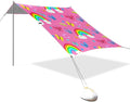 xigua Butterflies Beach Tent Sun Shelter with Carrying Bag - Silver Coated Oxford Fabric Beach Canopy for Beach Camping Fishing - Includes Windproof Ropes Sandbags &amp Stakes