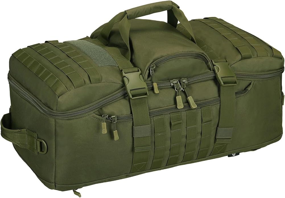 60L 3-in-1 Tactical Backpack MOLLE Duffle Bag with Versatile Carrying Modes Backpack Crossbody Hand-Carry.