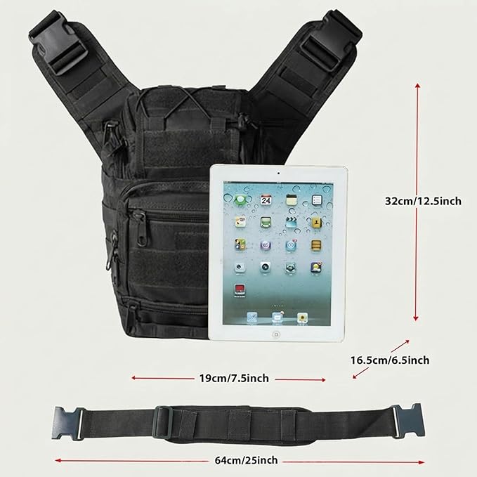Tactical Backpack for MenMilitary Sport Bag Pack Sling Shoulder Backpack Tactical Crossbody Bag EDC Molle Assault Range Bag Chest Pack for Hiking Camping Outdoor - Black