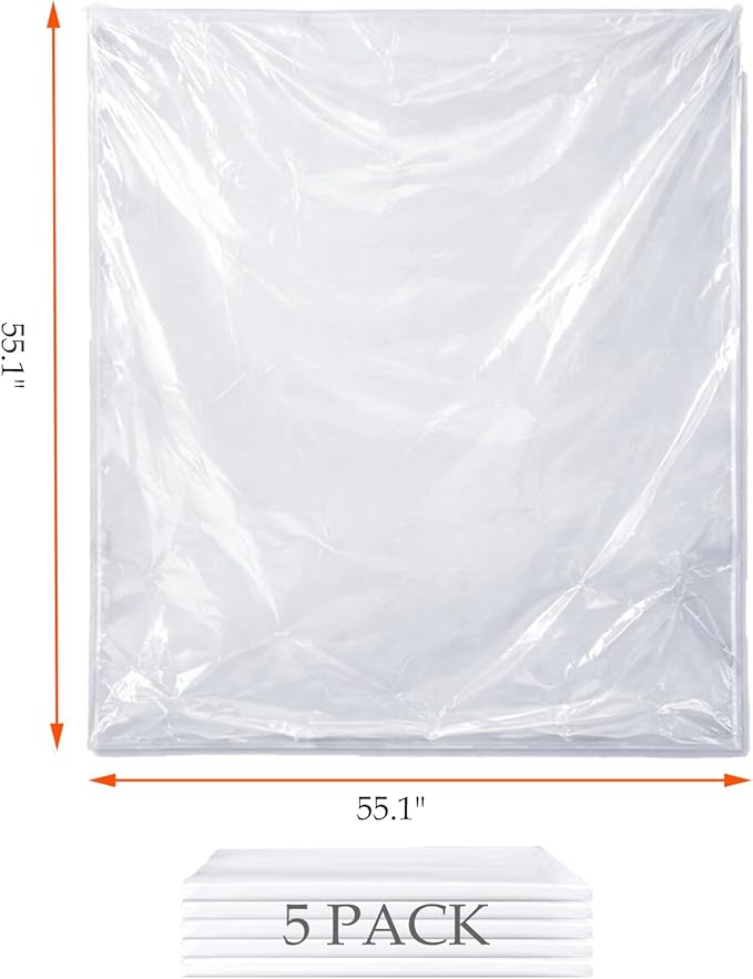 Clear Engine Storage Cover Bags Extra-Thick Heavy-Duty Transparent PE Protective Covers for Engine Storage and Workshop Use Available in 5-Pack or 10-Pack 39.4 x 47.2 in &amp 55.1 x 55.1 in
