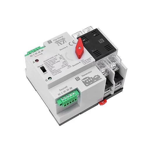 Mini ATS Automatic/Manual Transfer Switch 2P 100A AC110V 2POLE 100amps ATS Dual Power Switch for Home GeneratorDin Rail Mounted Controller Electrical Type RV Fast Transfer