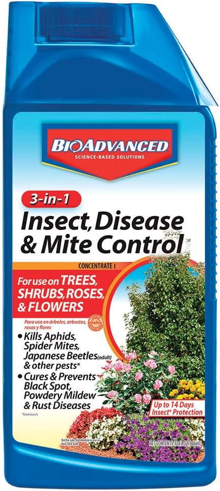 BioAdvanced 3-in-1 Insect and Mite Plant Bug Spray Pest Control Concentrate Disease Control