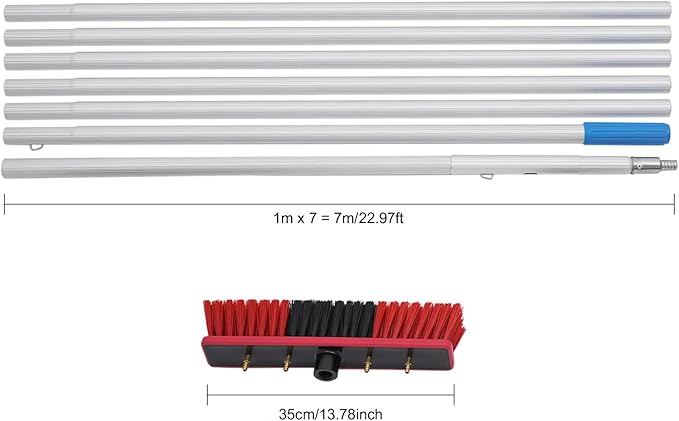 23Ft Reach Solar Panel Cleaning Brush &amp Pole Water Fed Pole KitSuitable for high Windows Cleaning Solar photovoltaic Panel Cleaning and Cleaning Cars Trucks Vans caravans Windows