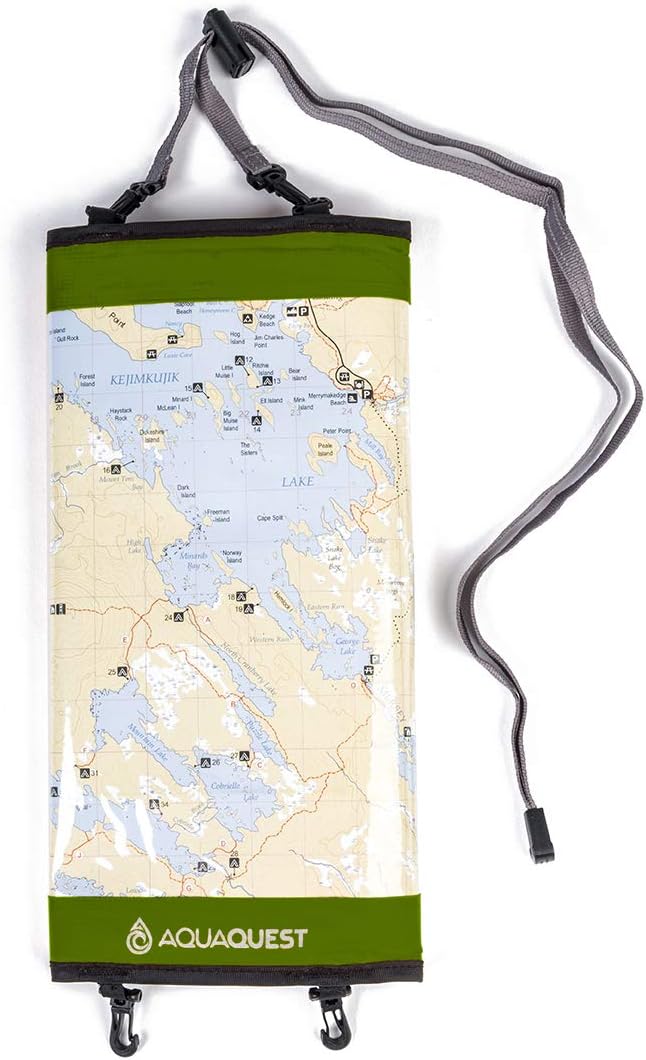 AquaQuest Trail Map Case - 100% Waterproof Document Dry Bag Holder with Clear Window &amp Lanyard - Black Yellow Orange Blue or Green