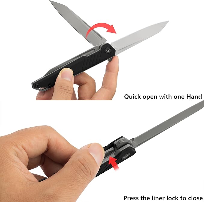FLISSA 2PCS Folding Knife Set Pocket Knife with D2 Steel Blade G10 Handle Pocket Clip Lightweight Tactical Knife for Camping Hiking Hunting EDC Daily Use
