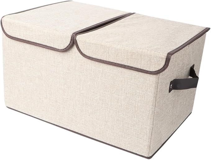 Cabilock Storage Organizer Baskets Cotton Linen Wardrobe Storage Bin Lid Versatile