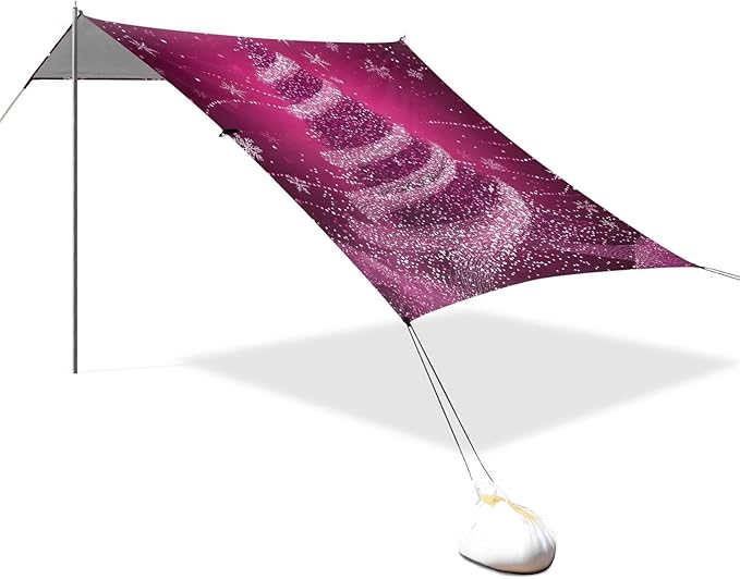 ALAZA Purple Christmas Tree Beach Tent Sun Shelter Portable Canopy Sunshade for Outdoor Camping Picnics Backyard Fun 10x9 ft