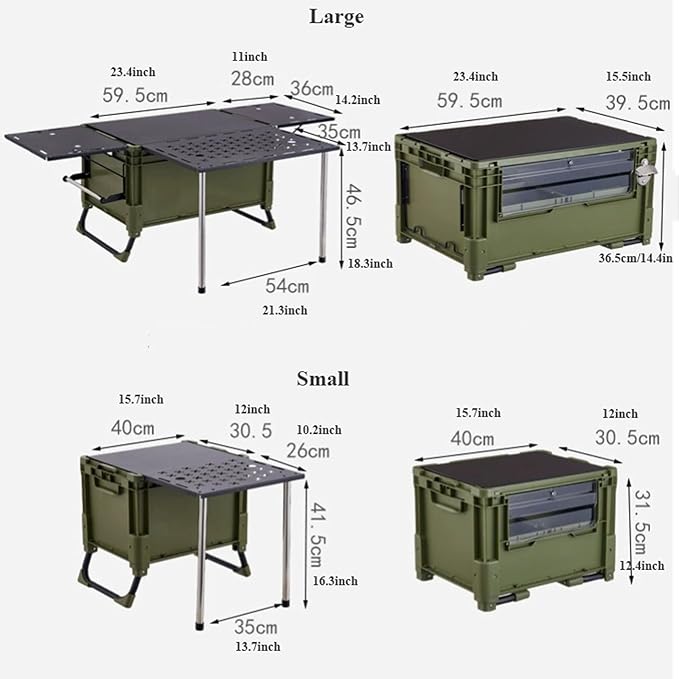 Storage Trunk Outdoor Camping Picnic Barbecue Storage Box Multifunction Folding Table Container with Extended for Garden Home Family Gathering Camping Storage Box(GrisSmall)
