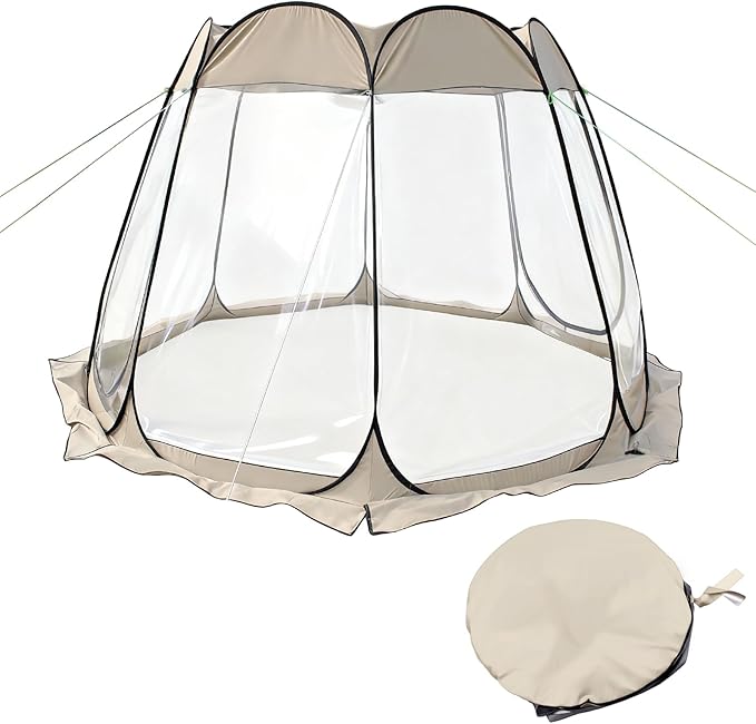 Pop Up Bubble Tent Sports Tent Pop Up Bubble Tents Weather Proof Garden Tents Large Outdoor Camping Shelter with Vent Window 8 Person Screen House for Parties Backyards Hiking Activities Khaki