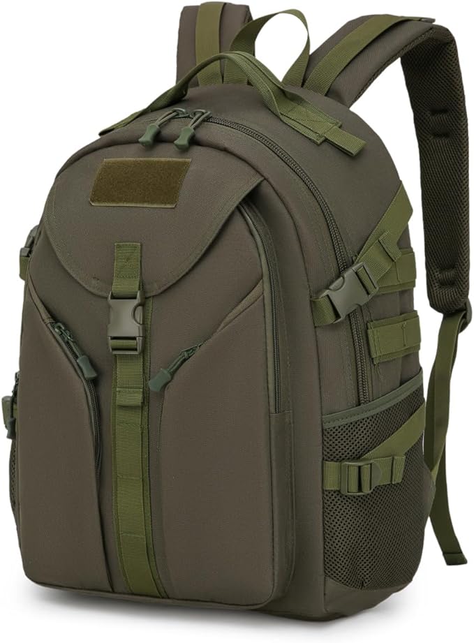 Tactical Backpack Military Molle Hiking 20-35L Outdoor Tactical Hiking Trail Camping Mountaineering Bag Army Green