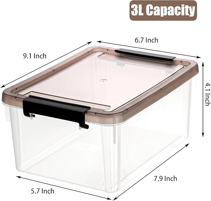 Nicunom 8 Packs Small Storage Bins with Lids 3.2 QT Clear Storage Latch Box Plastic Storage Bins Stackable Storage Containers for Organizing