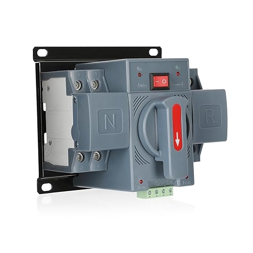 100Amp 220V AC Dual Power Automatic Transfer Switch ATS 2P Manual Changeover Electrical Switch Solar Back Up Power Auto Selector Overvoltage Undervoltage 50/60Hz CE Certified