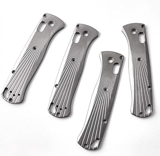 1 Pair Scales Fits for Bugout 535 Titanium Non-slip Blank Handle Patch DIY Replacement in Stonewashed Finish