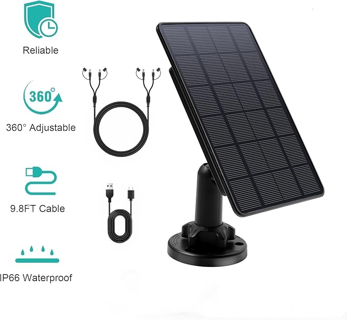Trail Camera Solar Panel 12V/1A 6V/1.5A Solar Battery Charger Kit Built-in 5200mAH Rechargeable Lithium Battery Compatible with Hunting Game Camera(2 Pack)
