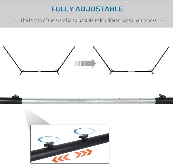 Outsunny Universal Hammock Stand 10-13ft Adjustable Steel Stand Space-Saving and Portable Carrying for Indoor and Outdoor Use Black