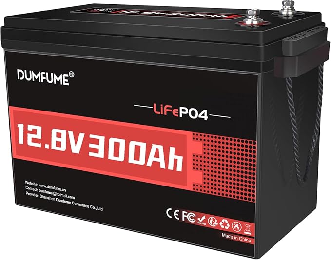 12V 300Ah Lithium LiFePO4 Battery 200A BMS 3840Wh Rechargeable Lithium Iron Phosphate Battery for Solar Energy StorageBackup PowerRVCampingOff-GridMarine