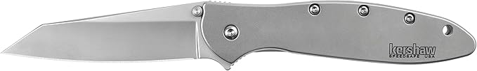 Kershaw Leek BlackWash Pocket Knife (1660BLKW) 3 Sandvik 14C28N Steel Blade 410 Stainless Steel Handle BlackWash Finish SpeedSafe Assisted Open Frame and Tip Locks Reversible Pocketclip 3 OZ