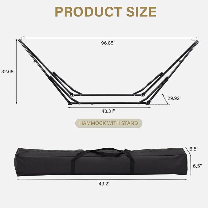 2 in 1 Hammock with Stand Outdoor Hammock Swing Chair with Portable Heavy Duty Stand Multi-Functional Hammock Stand 480 lbs Weight Capacit-White