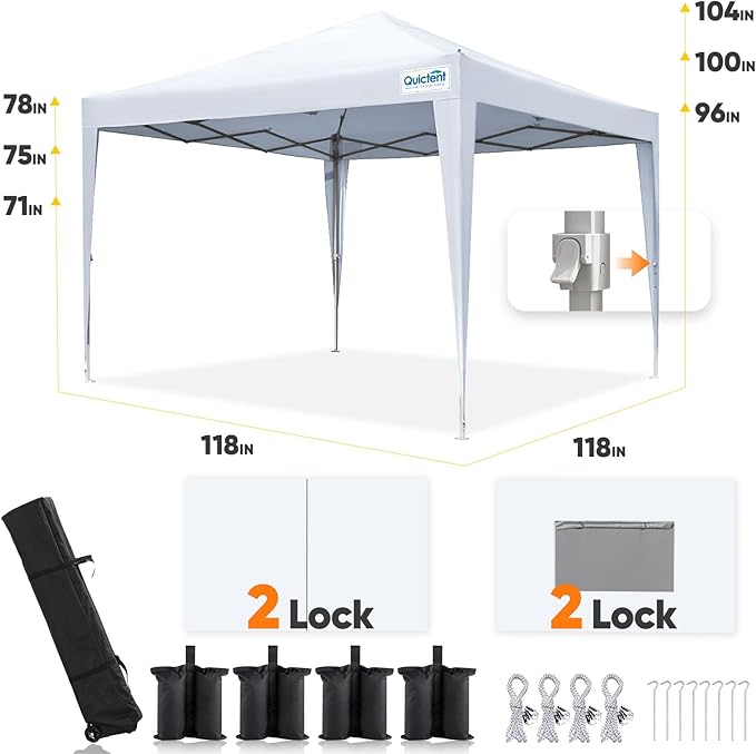 Quictent Privacy 10x10 Pop up Canopy Tent with Sidewalls and Roll-up Ventilated Windows One Person Easy Setup Outdoor Commercial Gazebo Shelter Enclosed Waterproof Bonus 4 Sandbags