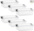 Superio Storage Bins with Lids- 6 Pack 2.3 Qt Clear Boxes for Organizing Stackable Plastic Containers- BPA Free Non-Toxic Odor Free Organizer for Home Office Dorm