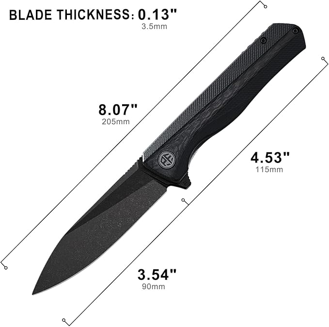 Petrified fish PF8183.54 D2 Blade104g G10 Handle Flipper Folding knife (Carbon fiber with G10 handle Black stonewashed)