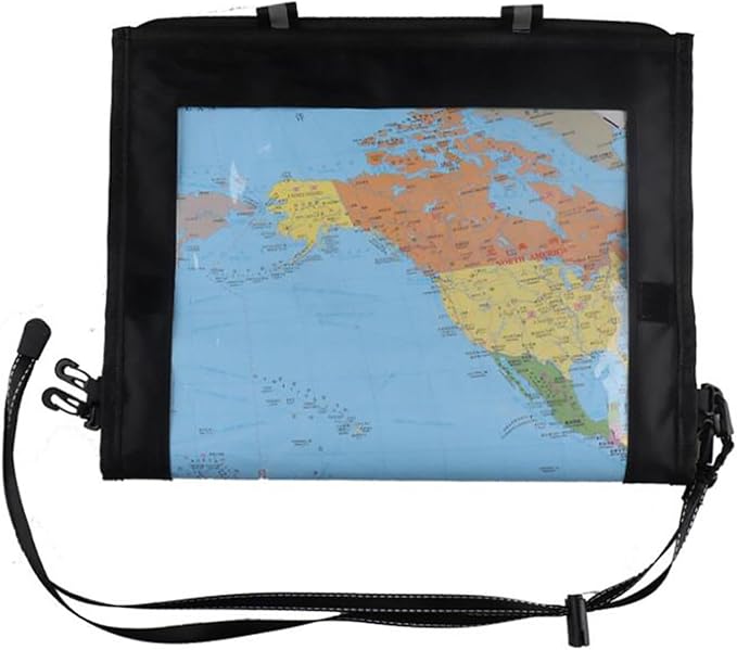Waterproof Map Case Hiking Map Pouch Holder Transparent Window Map Storage Bag with Zipper and Lanyard Deisgn for Outdoor Hiking Camping