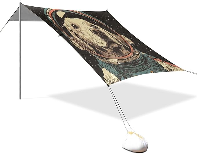 ALAZA Labrador Astronaut Space Beach Tent Sun Shelter Portable Canopy Sunshade for Outdoor Camping Picnics Backyard Fun 10x9 ft