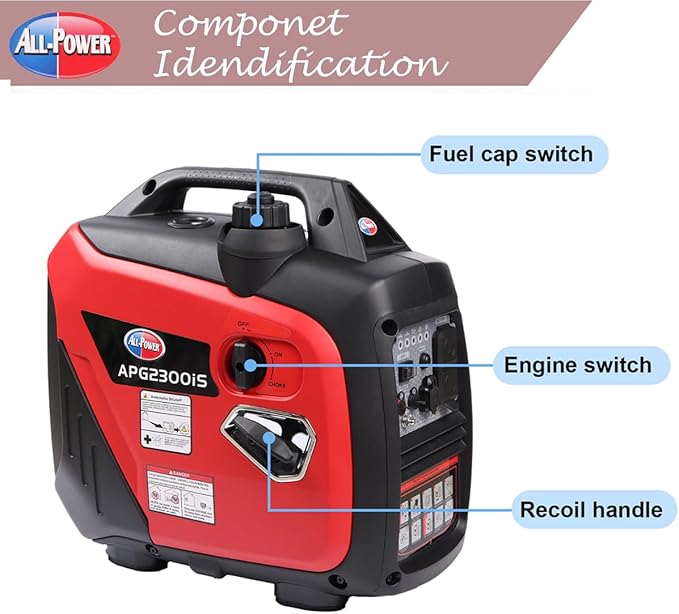 ALL-Power 2000W Peak Power Inverter Generator 18kg Lightweight Rating 1800W Portable Power Station for Home Emergency Backup Camping Small Appliances (Model: 2002001)