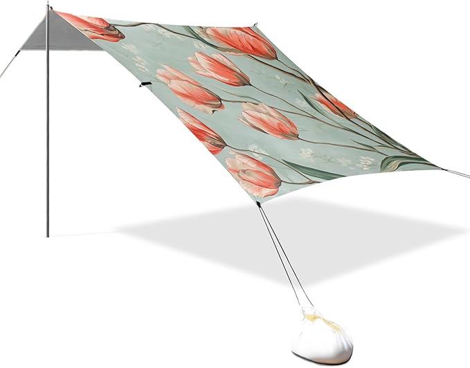 ALAZA Vintage Flower and Branches Beach Tent Sun Shelter Portable Canopy Sunshade for Outdoor Camping Picnics Backyard Fun 10x9 ft