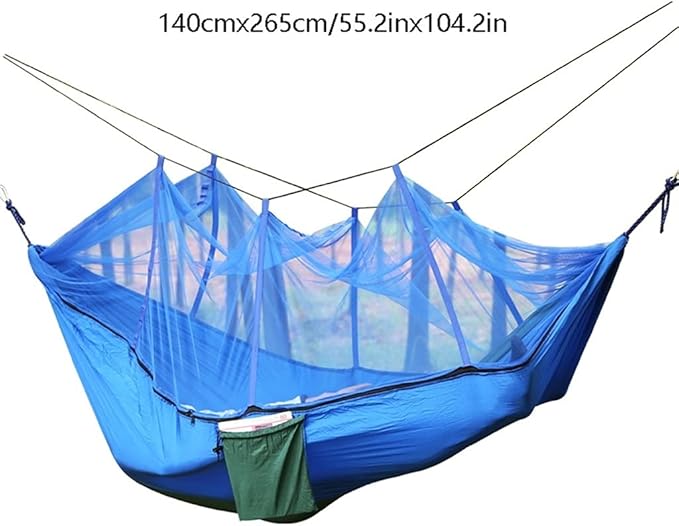 Portable Hammock Portable Travel Hammock Camping Hammocks Swing Bed with Removable for Outdoor Beach Garden Backyard （Size: 140cmx265cm） for Backpacking Beach (Color : Blue)