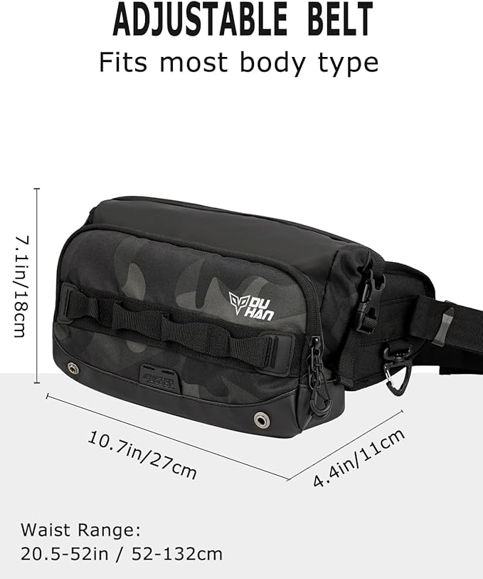 DUHAN Multi-Function Motorcycle Waist Bag – Waterproof Adjustable Leg &amp Tactical Pack 4-Way Wearable for Motorcycle Hiking Cycling Outdoor Work