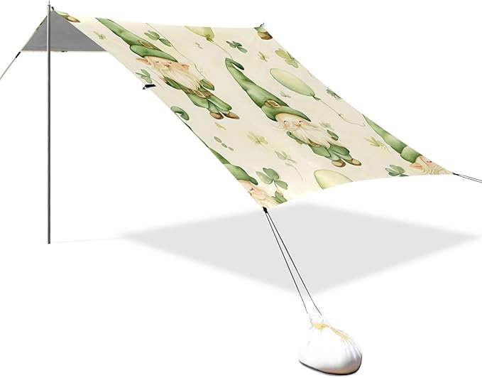 xigua St. Patrick's Day Beach Tent Sun Shelter with Carrying Bag - Silver Coated Oxford Fabric Beach Canopy for Beach Camping Fishing - Includes Windproof Ropes Sandbags &amp Stakes