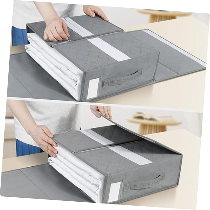 Luxshiny Foldable Bed Sheet Organizer Fabric Storage Box Collapsible Bin Closet Organizer