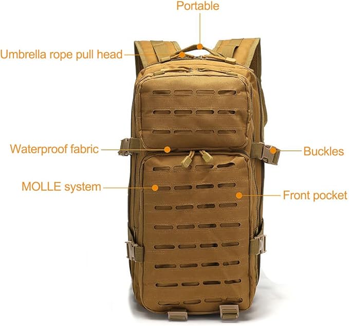 Military Tactical Backpack Large Army 3 Day Assault Pack Molle Bag Backpacks (Black)