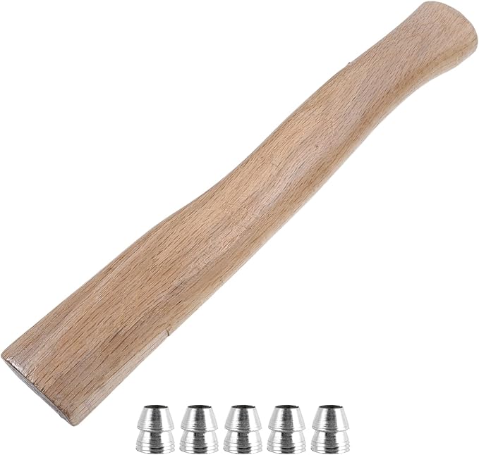 DOITOOL 1 Set Wooden Axe Handle Replacement for Hatchet Woodworking Tool with Metal Wedges for Easy Install Use